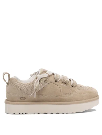 Ugg Lo Lowmel Beige Sneakers With Mesh Inserts And Logo On The Side In Suede Woman In Neutral