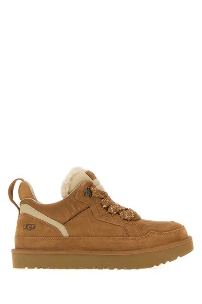 Ugg Lowmel Plush-lined Leather Sneakers In Brown