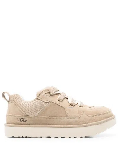 Ugg Lo Lowmel Beige Sneakers With Mesh Inserts And Logo On The Side In Suede Man In Multi