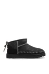 Ugg Black Classic Ultra Mini Biarritz Ankle Boots In Black