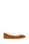 Ugg Soft Suede Ballet Flat With Plush Sheepskin Lining In Brown