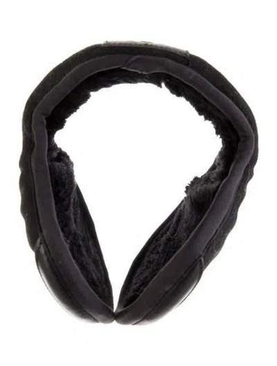Pre-owned Ugg Solid Leather Trim Earmuffs W/tags In Black