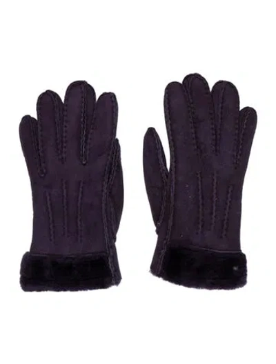Pre-owned Ugg Solid Shearling Gloves In Purple