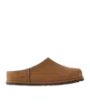 Ugg Matte Finish Smooth Rounded Toe Clogs In Brown
