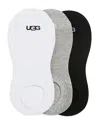 Ugg Stela No Show Socks, Pack Of 3 In White/grey/black