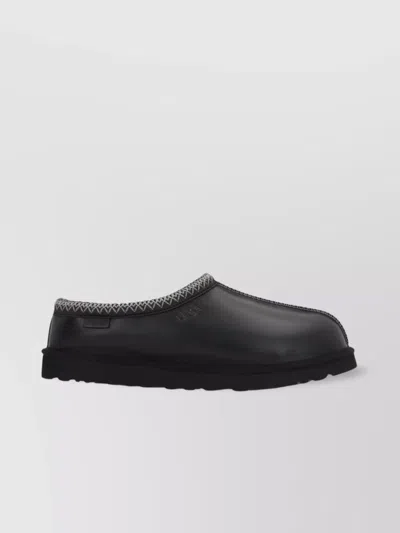 Ugg Stitched Flat Round Toe Slippers In Black
