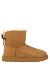 Ugg Camel Suede Mini Bailey Bow Ankle Boots In Brown
