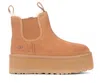 Ugg Womens Tan Neumel Platform Chelsea Logo-patch Suede Ankle Boots In Chestnut