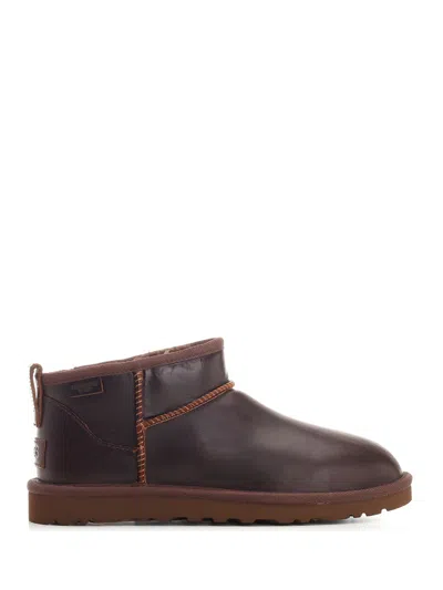 Ugg Stivali Classic Ultra Mini Leather Regenerate In Brown