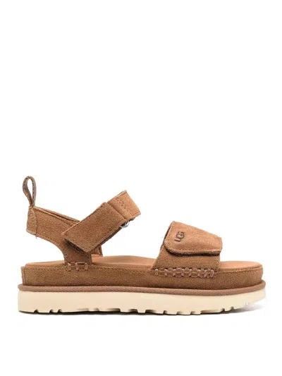 Ugg Suede Touch-strap Sandals In Brown