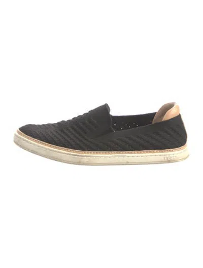 Pre-owned Ugg Striped Flats In Black