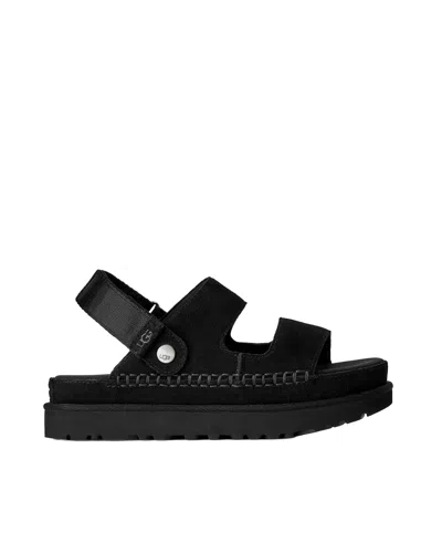 Ugg Goldenstar Glide Suede Sandals In Black