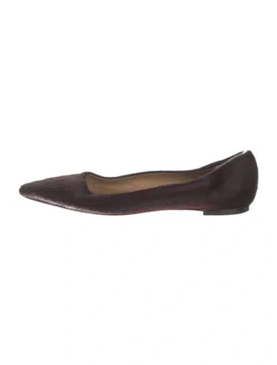 Pre-owned Ugg Suede Animal Print Ballet Flats In Burgundy