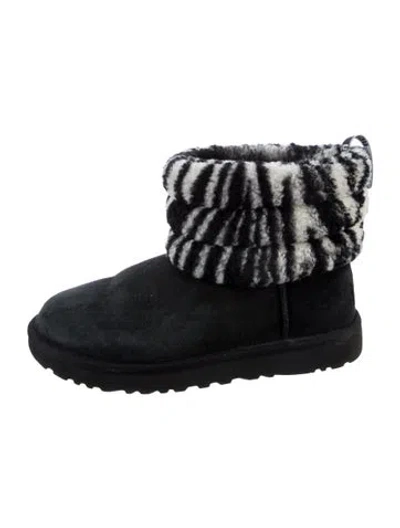 Pre-owned Ugg Suede Animal Print Boots In Black