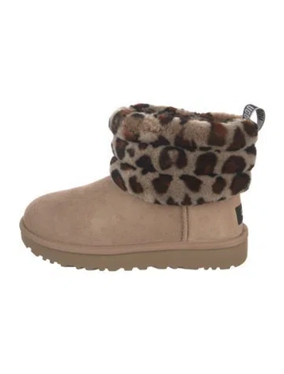 Pre-owned Ugg Suede Animal Print Boots In Brown