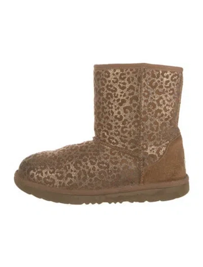 Pre-owned Ugg Suede Animal Print Boots In Gold