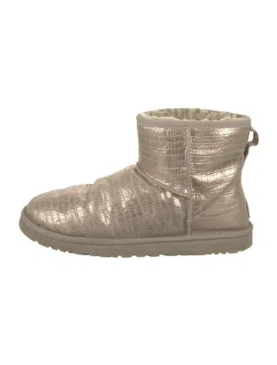 Pre-owned Ugg Suede Animal Print Boots In Gold/metallic