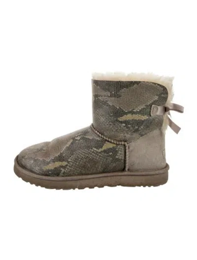 Pre-owned Ugg Suede Animal Print Boots In Grey