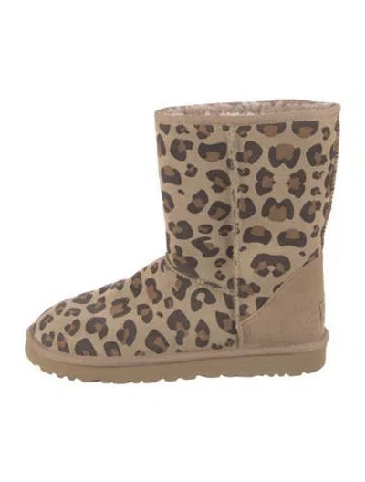 Pre-owned Ugg Suede Animal Print Boots In Neutral