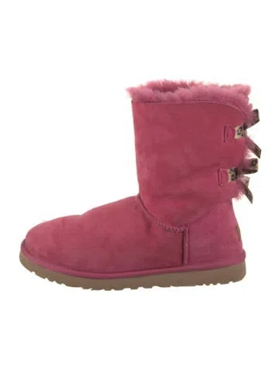 Pre-owned Ugg Suede Animal Print Boots In Pink