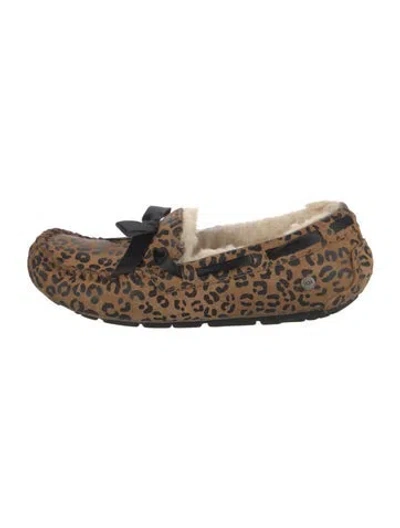 Pre-owned Ugg Suede Animal Print Moccasins In Multicolor