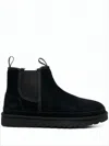 Ugg Suede Ankle Boots With Elastic Side Panels In Black