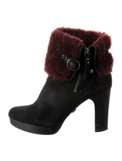 Pre-owned Ugg Suede Boots In Black/red