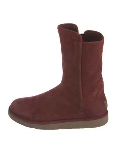 Pre-owned Ugg Suede Boots In Burgundy