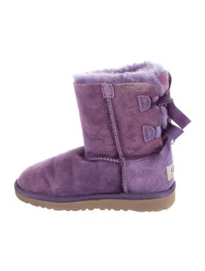 Pre-owned Ugg Babies' Suede Bow Accent Boots In Purple
