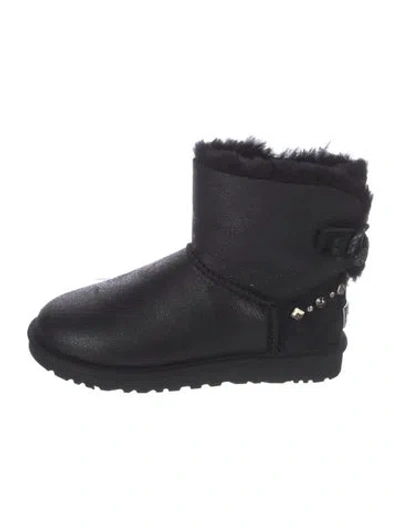 Pre-owned Ugg Suede Bow Accents Boots In Black
