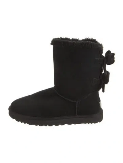 Pre-owned Ugg Suede Bow Accents Boots In Black