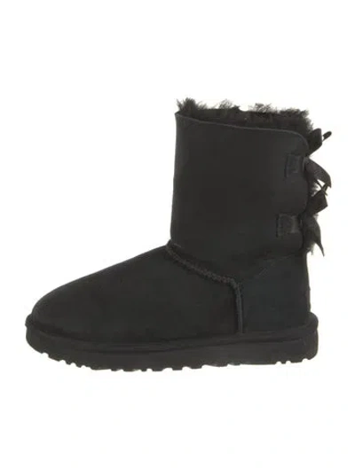 Pre-owned Ugg Suede Bow Accents Boots In Black