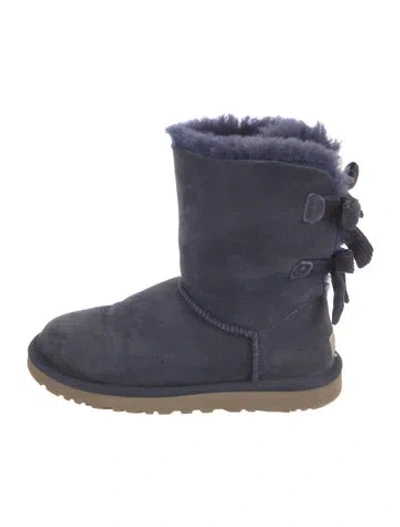 Pre-owned Ugg Suede Bow Accents Boots In Blue
