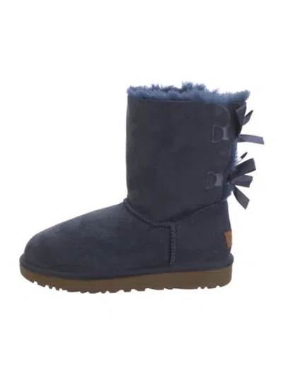Pre-owned Ugg Suede Bow Accents Boots In Blue