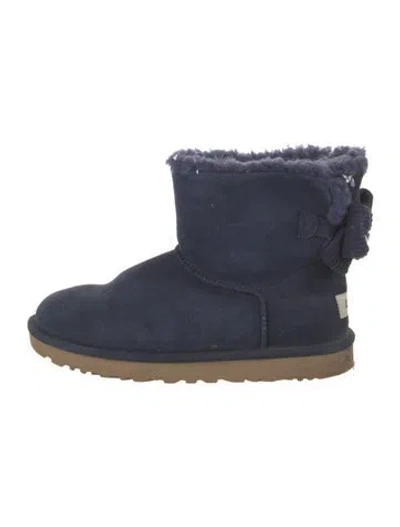 Pre-owned Ugg Suede Bow Accents Boots In Blue