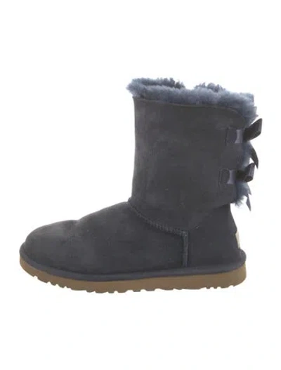 Pre-owned Ugg Suede Bow Accents Boots In Blue