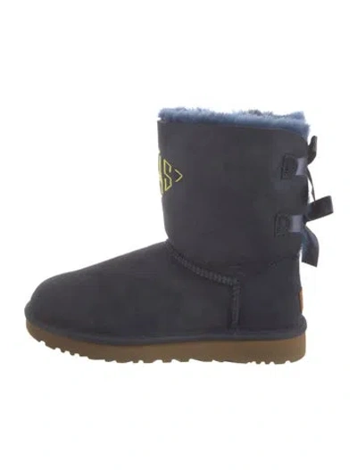 Pre-owned Ugg Suede Bow Accents Boots In Blue
