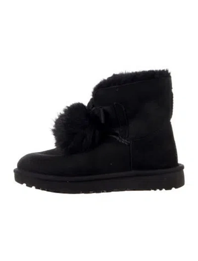 Pre-owned Ugg Suede Bow Accents Boots In Blue