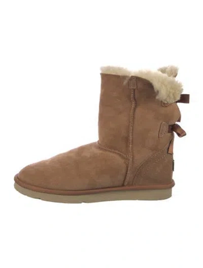 Pre-owned Ugg Suede Bow Accents Boots In Brown