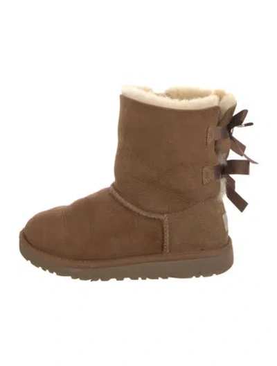 Pre-owned Ugg Suede Bow Accents Boots In Brown