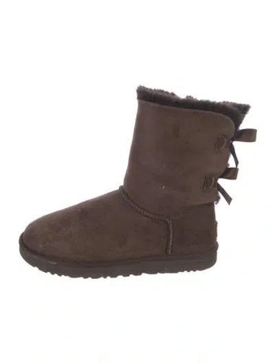 Pre-owned Ugg Suede Bow Accents Boots In Brown