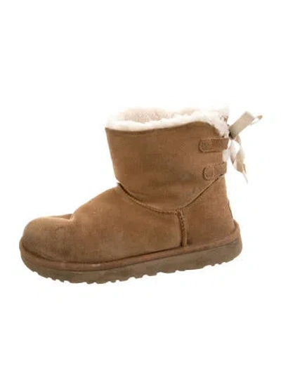 Pre-owned Ugg Suede Bow Accents Boots In Brown