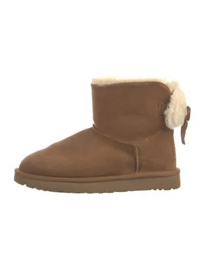 Pre-owned Ugg Suede Bow Accents Boots In Brown