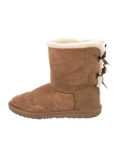 Pre-owned Ugg Suede Bow Accents Boots In Brown