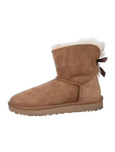 Pre-owned Ugg Suede Bow Accents Boots In Brown
