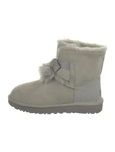 Pre-owned Ugg Suede Bow Accents Boots In Gray