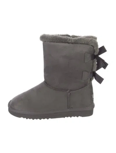 Pre-owned Ugg Suede Bow Accents Boots In Gray