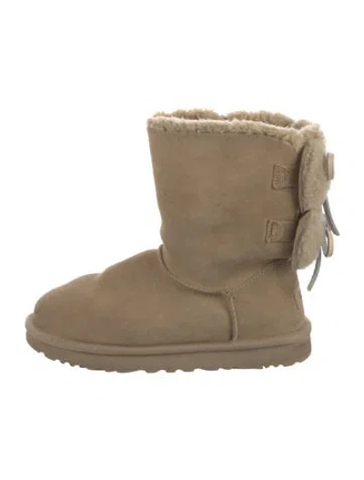 Pre-owned Ugg Suede Bow Accents Boots In Neutral