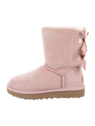 Pre-owned Ugg Suede Bow Accents Boots In Pink