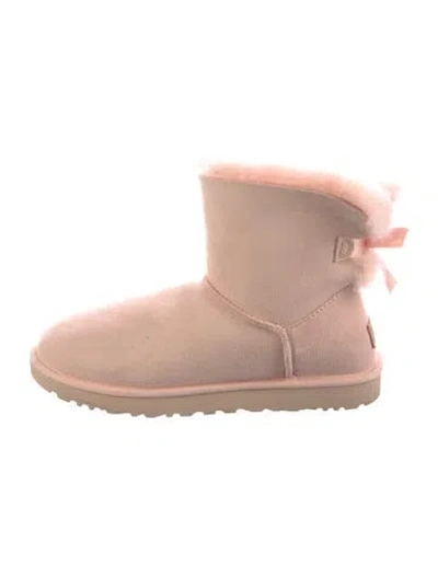 Pre-owned Ugg Suede Bow Accents Boots In Pink